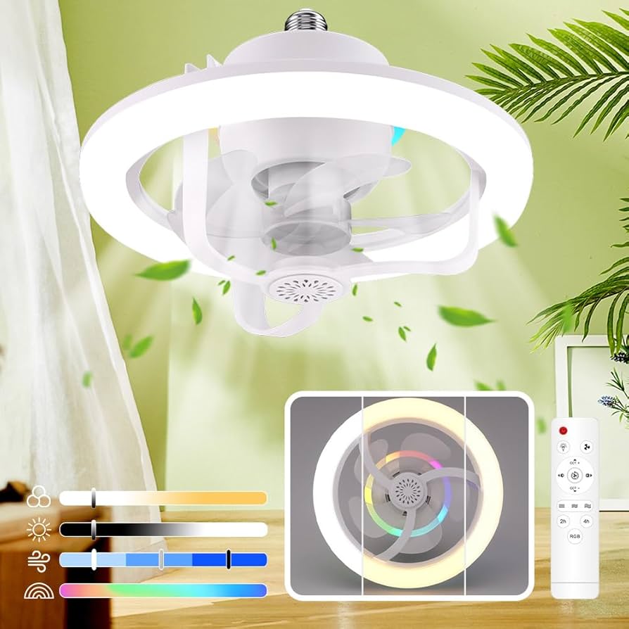 🤗✅Foco Ventilador Inteligente 3 en 1 con Luz LED RGB Giratorio 360° E27✅🤗