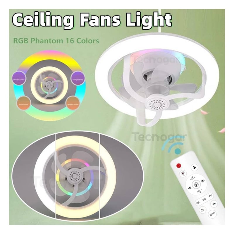 🤗✅Foco Ventilador Inteligente 3 en 1 con Luz LED RGB Giratorio 360° E27✅🤗